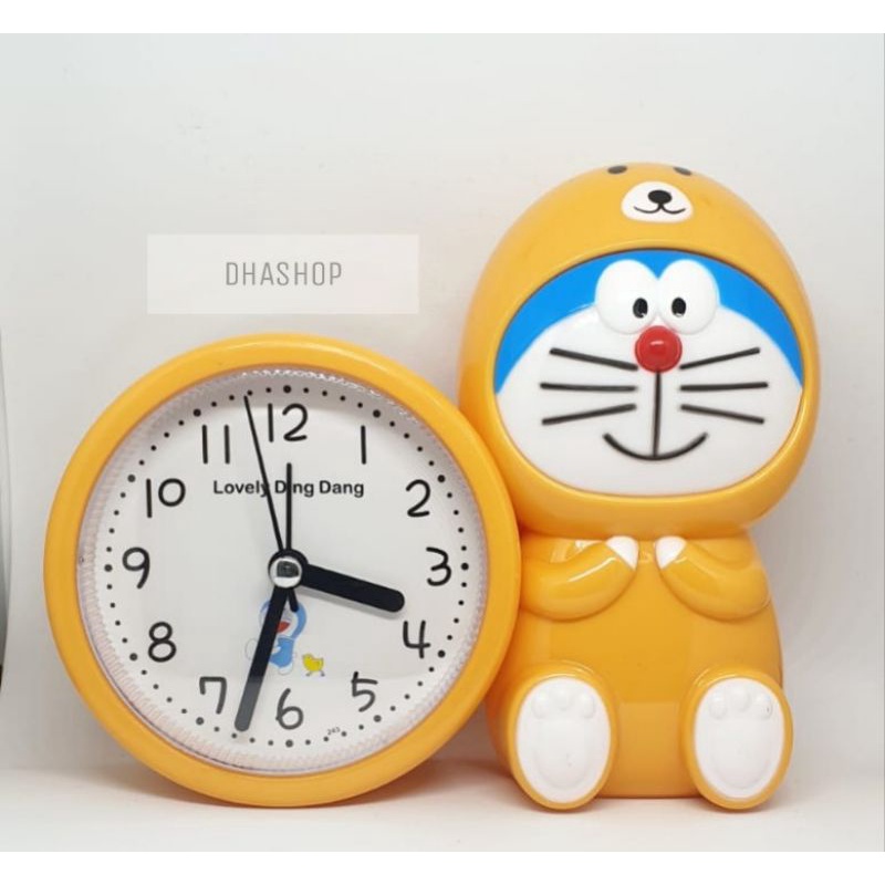 DHASHOP - Jam meja Weker Alarm Clock Karakter DORAEMON &amp; HELLO KITTY