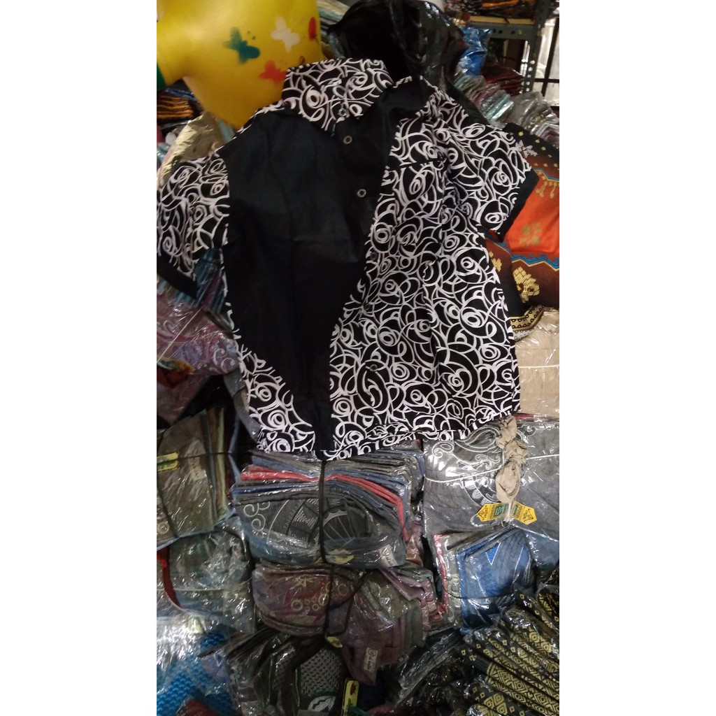 MURAH BATIK HEM PRIA MOTIF KELAMPOL KELAMMOT WARNA HITAM PUTIH SERAGAM TROLISTORE PP