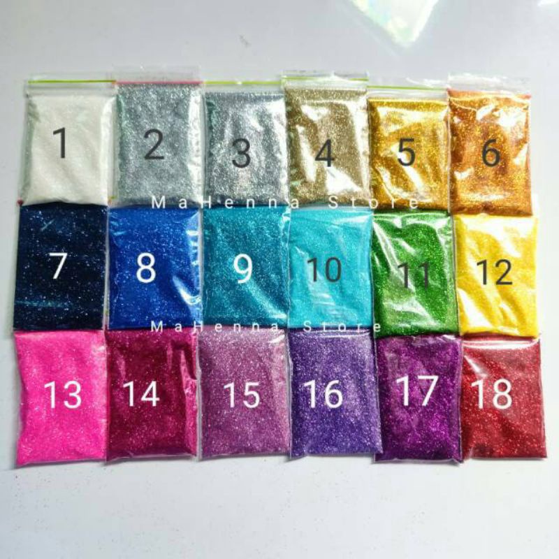 1 lembar bubuk gliter 40 pci / glitter mainan murah