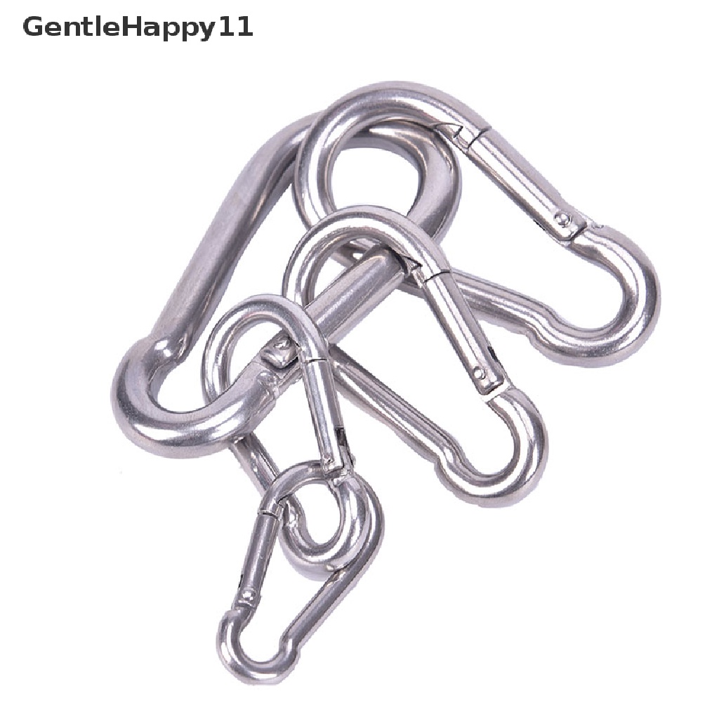 Gentlehappy 304stainless Steel Spring Carabiner Snap Hook Gantungan Kunci Quick Link Lock Buckle