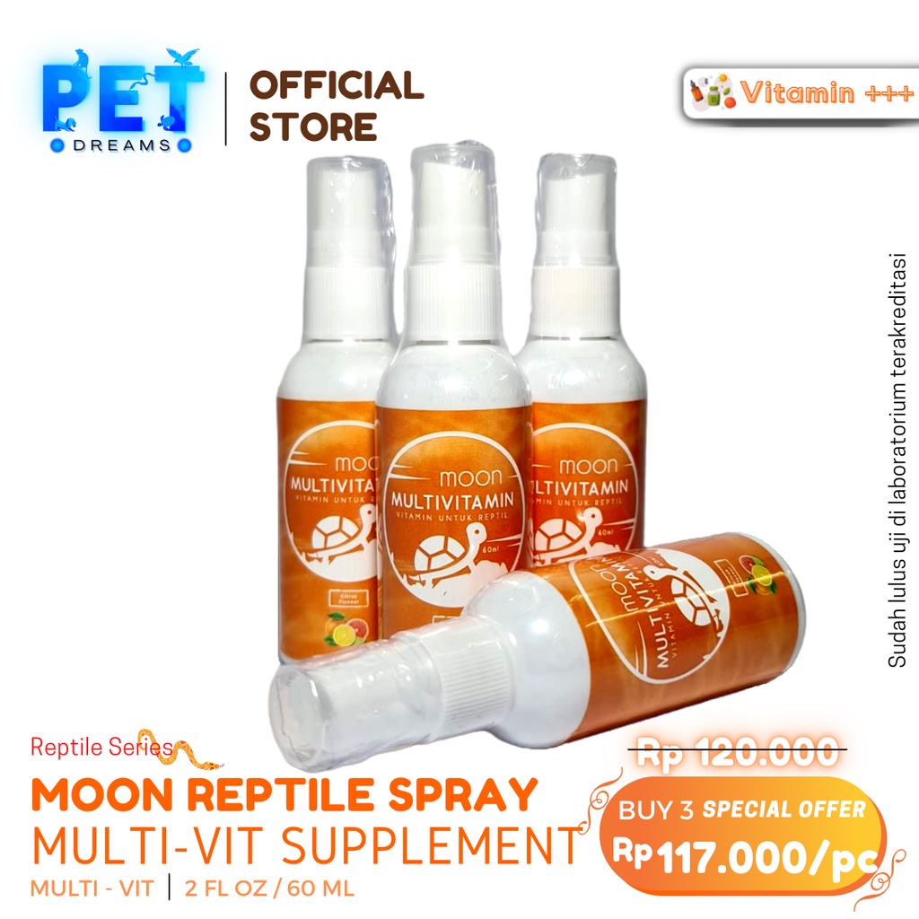 PROMO MOON MULTIVITAMIN SUPLEMEN REPTIL VITAMIN PENAMBAH NAFSU MAKAN REPTILE TORTO KURA SULCATA