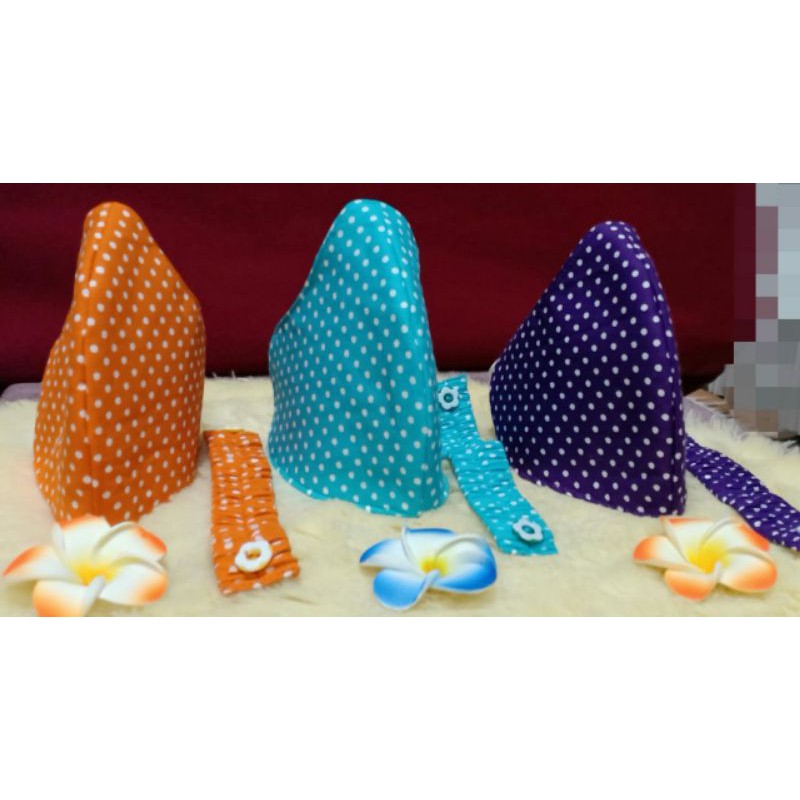 Masker kain katun Jepang polkadot 3 ply