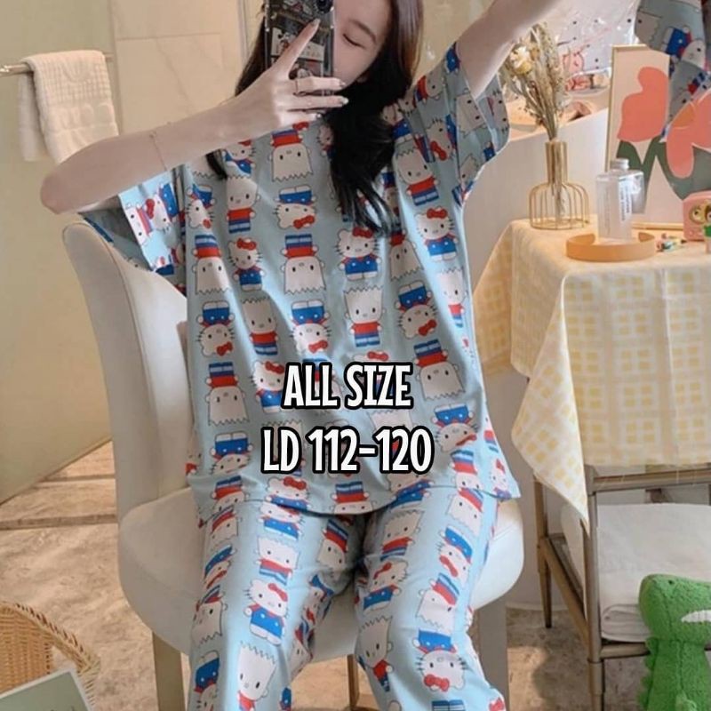 Baju tidur 7/8 import / Piyama wanita import terbaru / Stelan wanita import murah hp C16-B1