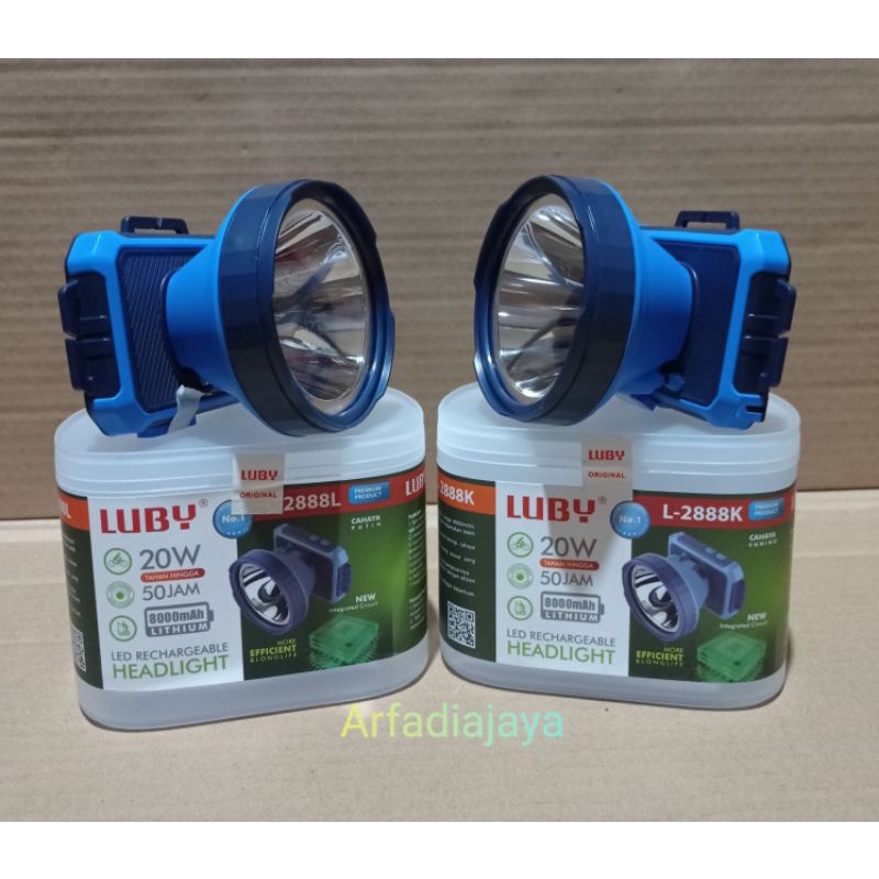 Senter Kepala Luby 20 Watt 8000 mah L2888l/L2888k cahaya putih/kuning