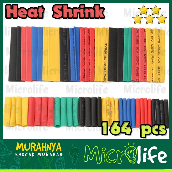 164 pcs Heat Shrink Tube Warna Warni Isolasi Bakar Selongsong Tube Kit