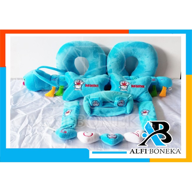 Paket Bantal Mobil dan 2 bantal leher - Bantal sandar Mobil set murah - bantal mobil 9in1 boneka