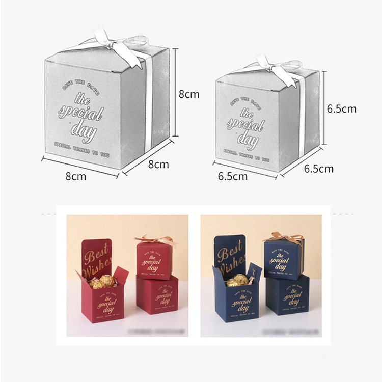 1pc Pack Wedding Party Candy Packaging Box With Ribbon / Chocolate, Cookie, Snack Gifts Storage Box For Valentine's Day Supplies