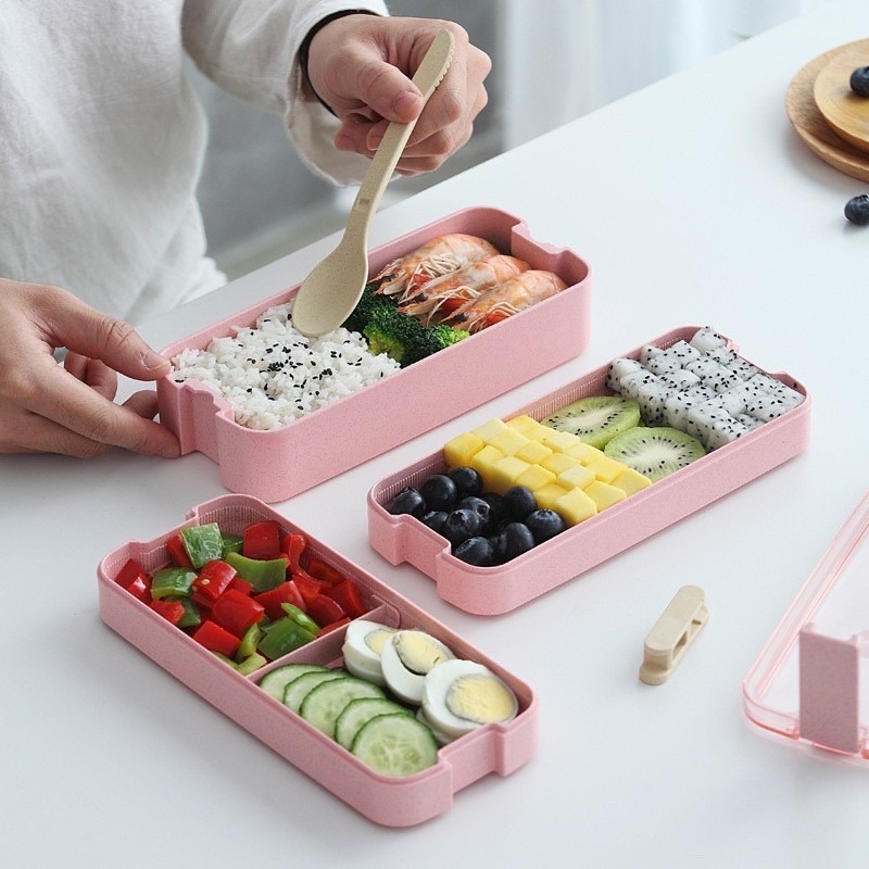 tempat bekal lunch box 3 susun kotak bekal pipih high quality warna 3 tingkat box bekal