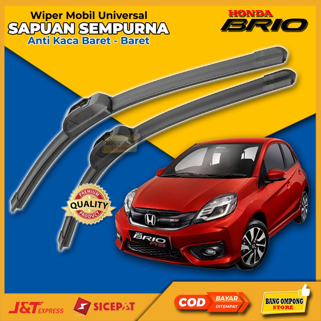 2 Pcs Wiper Frameless Mobil Brio Wiper Honda Brio Rs Satya Wiper Depan Brio Wifer Brio