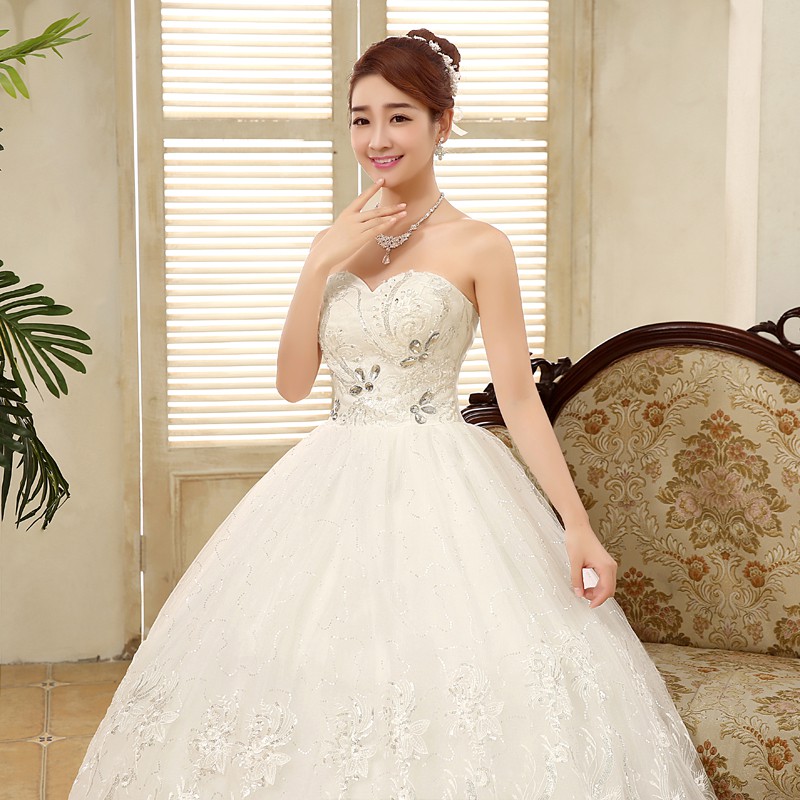 Gaun Pengantin Maxi Renda Berlian Putih Payet White Lace Diamond Sequin Maxi Wedding Dress