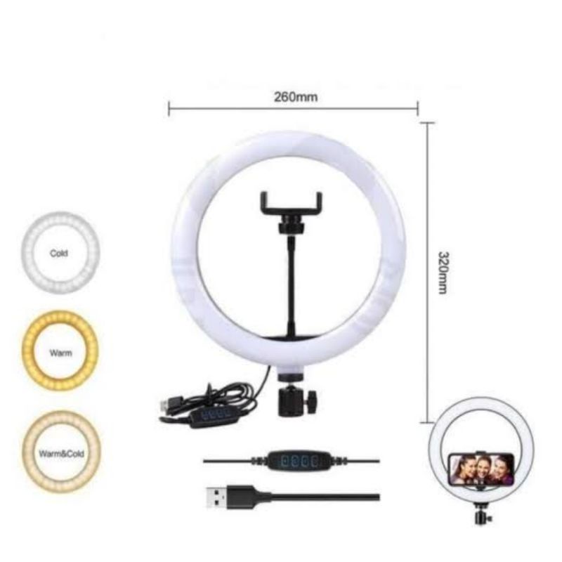 0Ringlight Ring Light Lampu Selfie 26cm Besar LED Holder HP