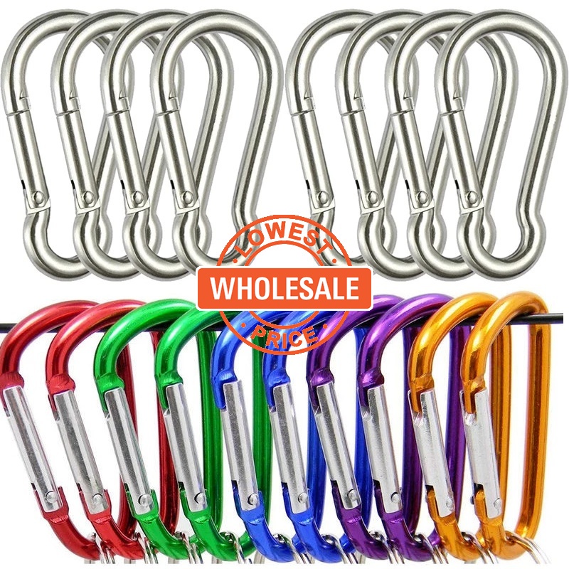 1pc Carabiner Bentuk D Bahan Aluminum Lapis Nikel Untuk Climbing / Camping / Hiking / Outdoor