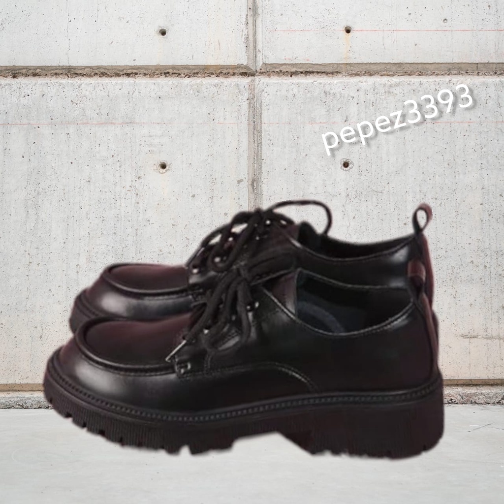 SEPATU WANITA  SEKOLAH REMAJA / DEWASA '' JEVILE '' SEPATU DOCMART OXFORD BLACK DOF PREMIUM S09 D