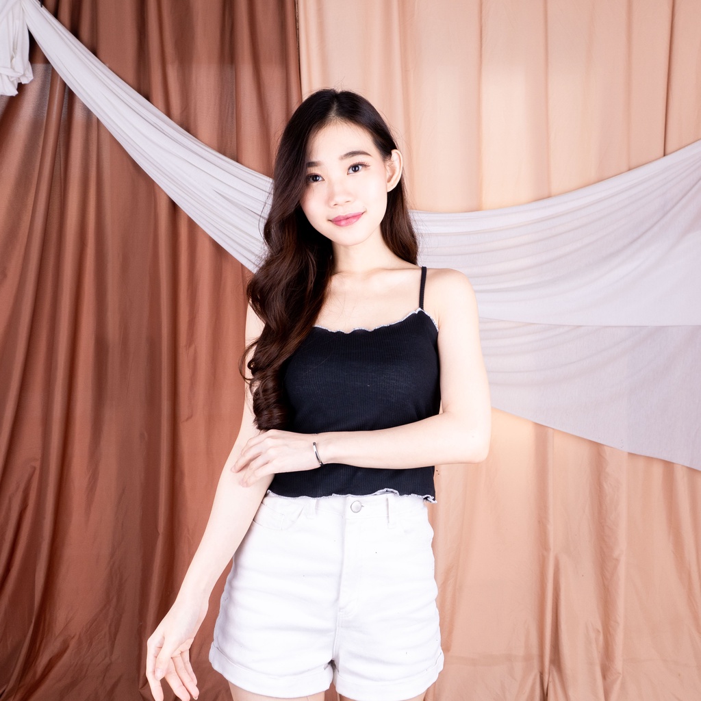 Tanktop Lacta Rib / Tanktop Korea / Tanktop Wanita SALE MURAH 1 KG MUAT 12PC-HITAM