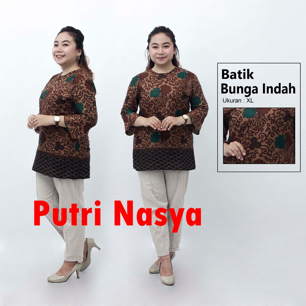 Atasan Batik Jumbo Wanita / Blus Jumbo / Size S-M-L-XL-XXL-3L-4L-5L Model Lengkap Seragam Batik