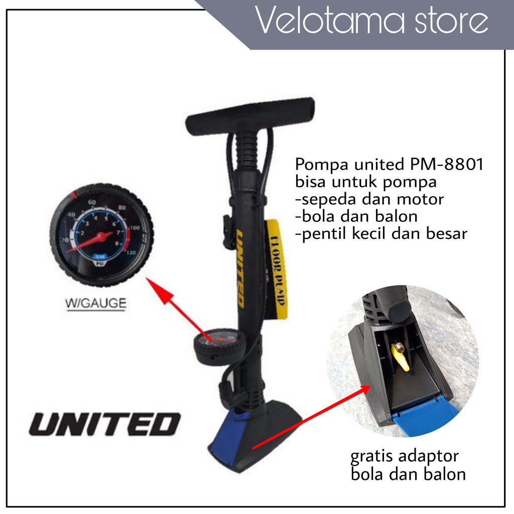 Jual Pompa Sepeda United Pm Ada Meter Psi Pompa Ban Sepeda Motor Pm Kompa Balon