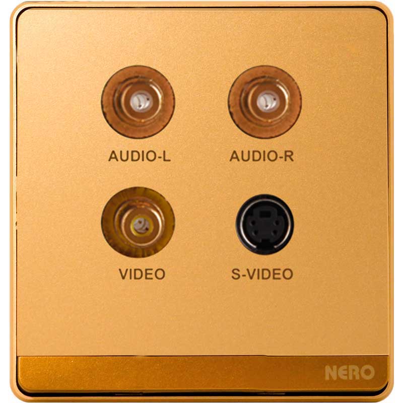 DECORA Q784-Gold 1 Gang RCA / S-Video Socket NERO