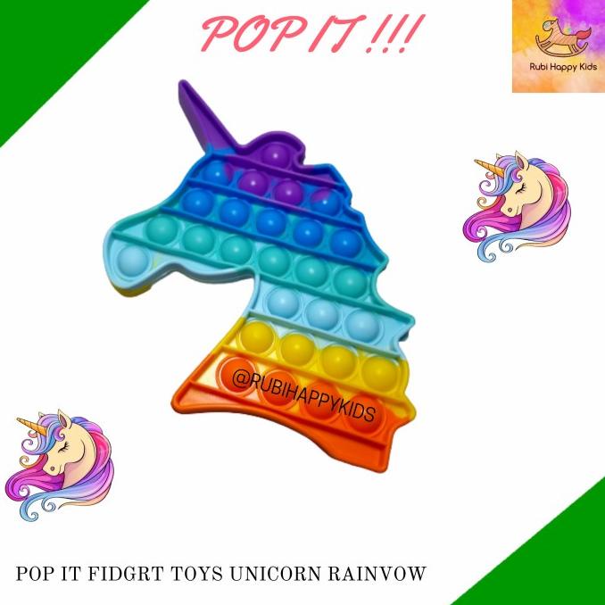 Diskon Pop It Fidget Toys Pop It Squishsy / Unicorn Rainbow