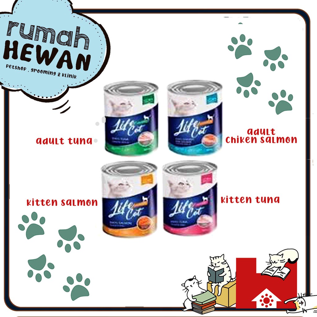 Lifecat kaleng 400gr Kitten &amp; Adult - Makanan Kucing Basah Life Cat Kaleng 400 gr