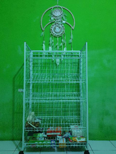 Rak Keranjang Wm Kd 5ssn Putih Tempat Snack Makanan, Roti Warung Anddisplay