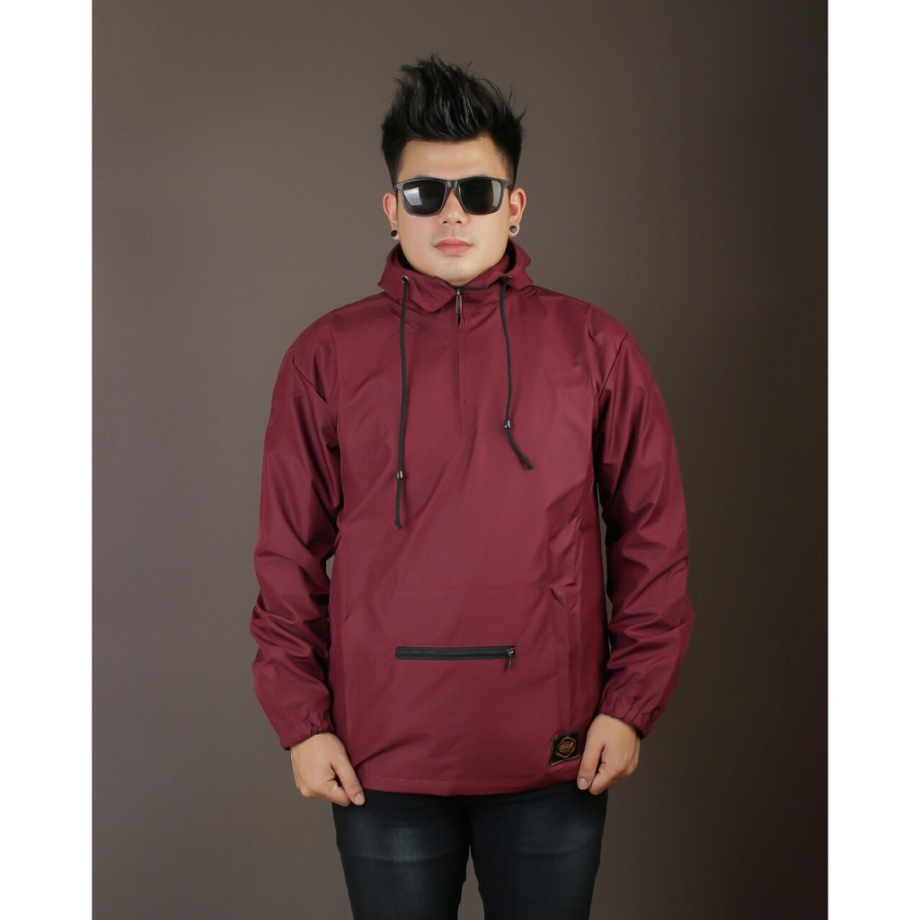 Jaket parasut simple cagoule djb maroon-jaket parasut terbaru oka011801cs5