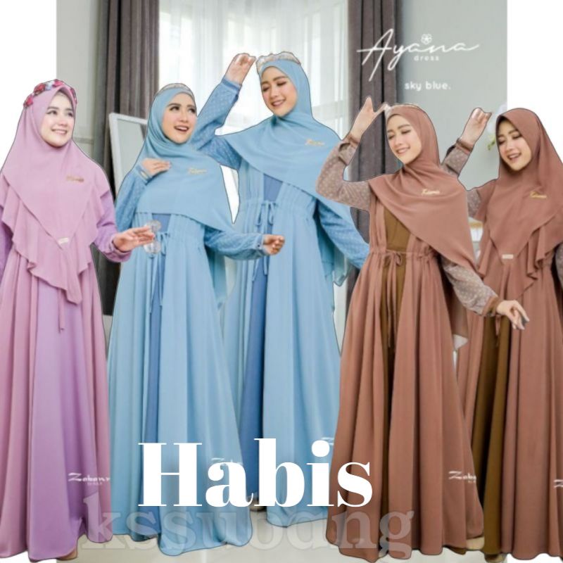 GAMIS AYANA DRESS SET HIJAB + OUTER ORIGINAL ZABANNIA