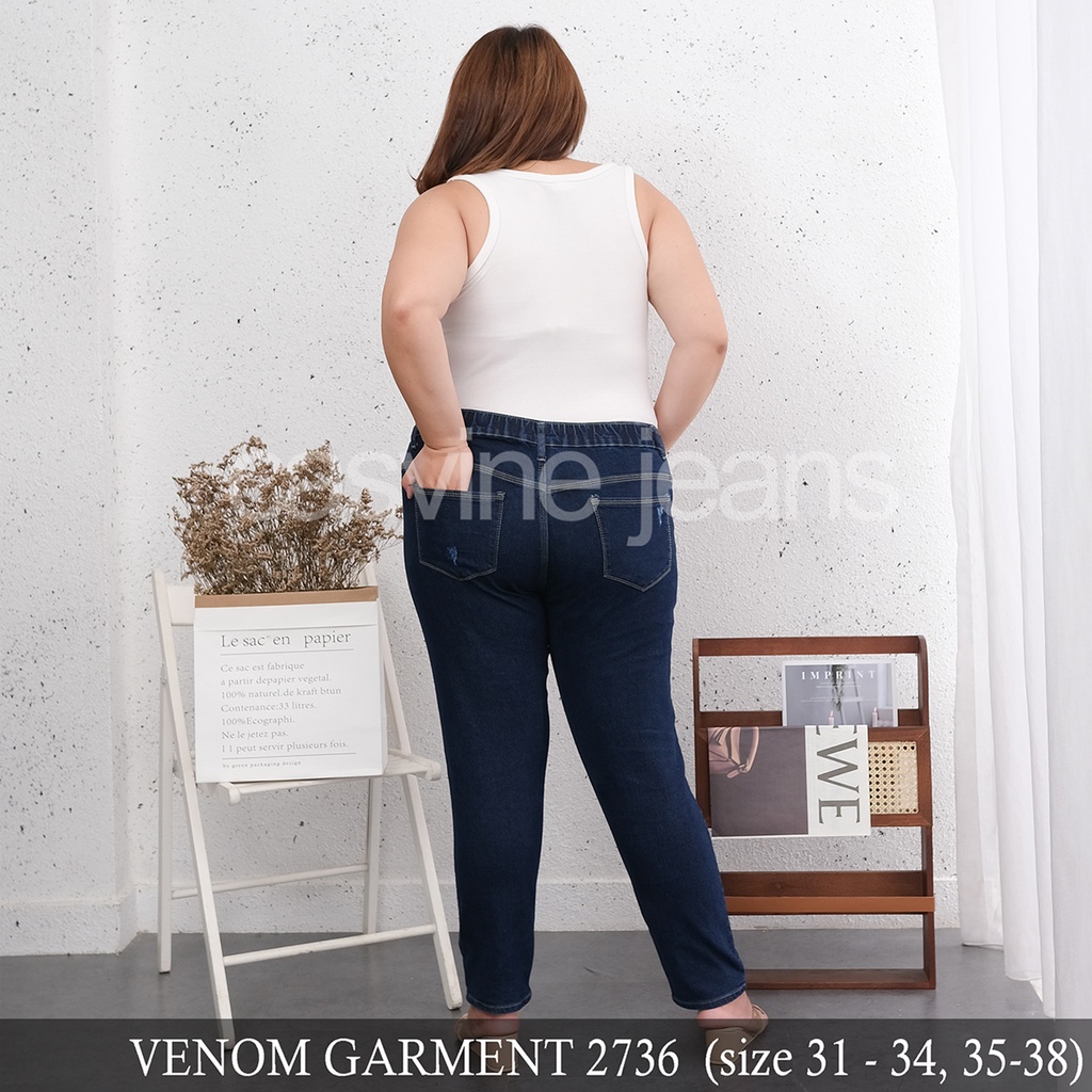 CASVINEJEANS | Celana Jeans Wanita Garmen Venom 2736 Extra Bigsize Jumbo Stretch Softjeans Mom Jeans