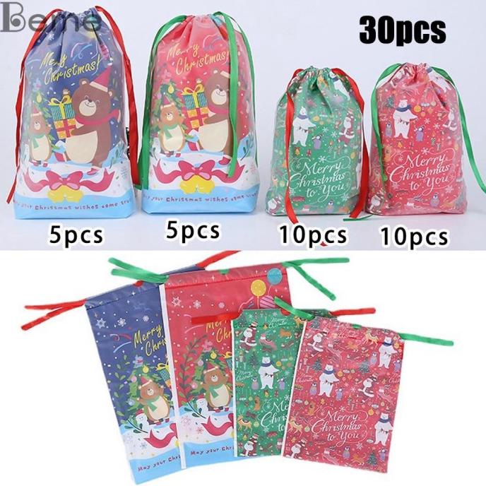 

30PCS DRAWSTRING CANDY BAG CHRISTMAS GIFT PACKAGING BAG GIFT STORAGE DGFXG6563