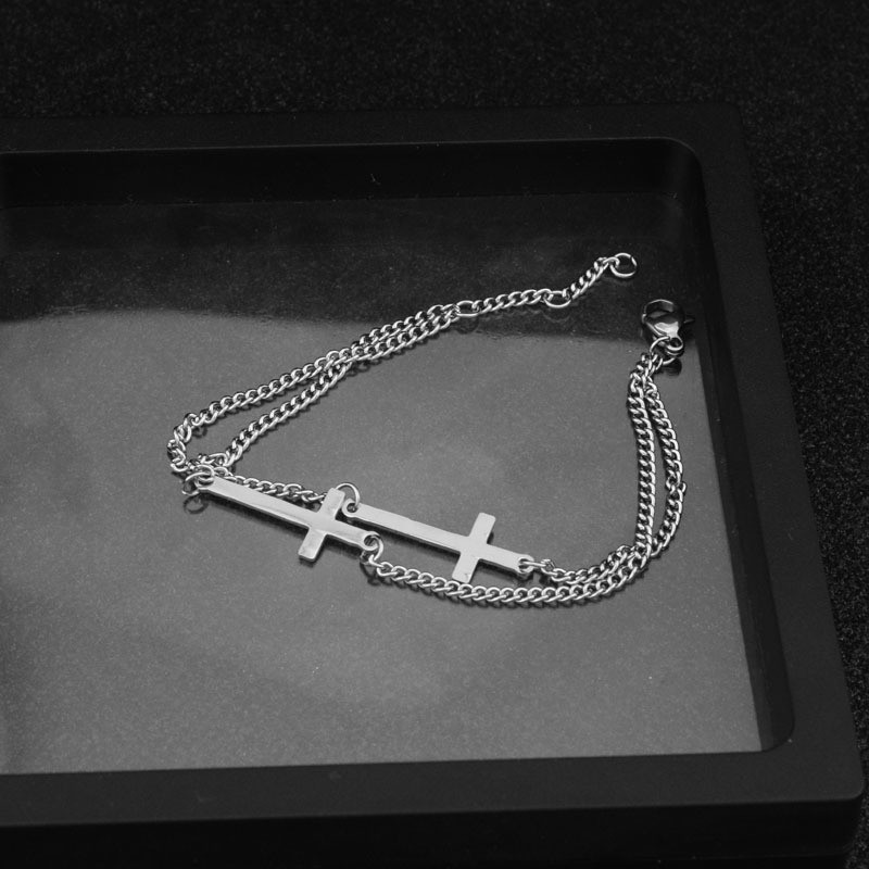 Kpop BTS Chain Bracelet J-Hope Cross Design Double Layer Bracelet