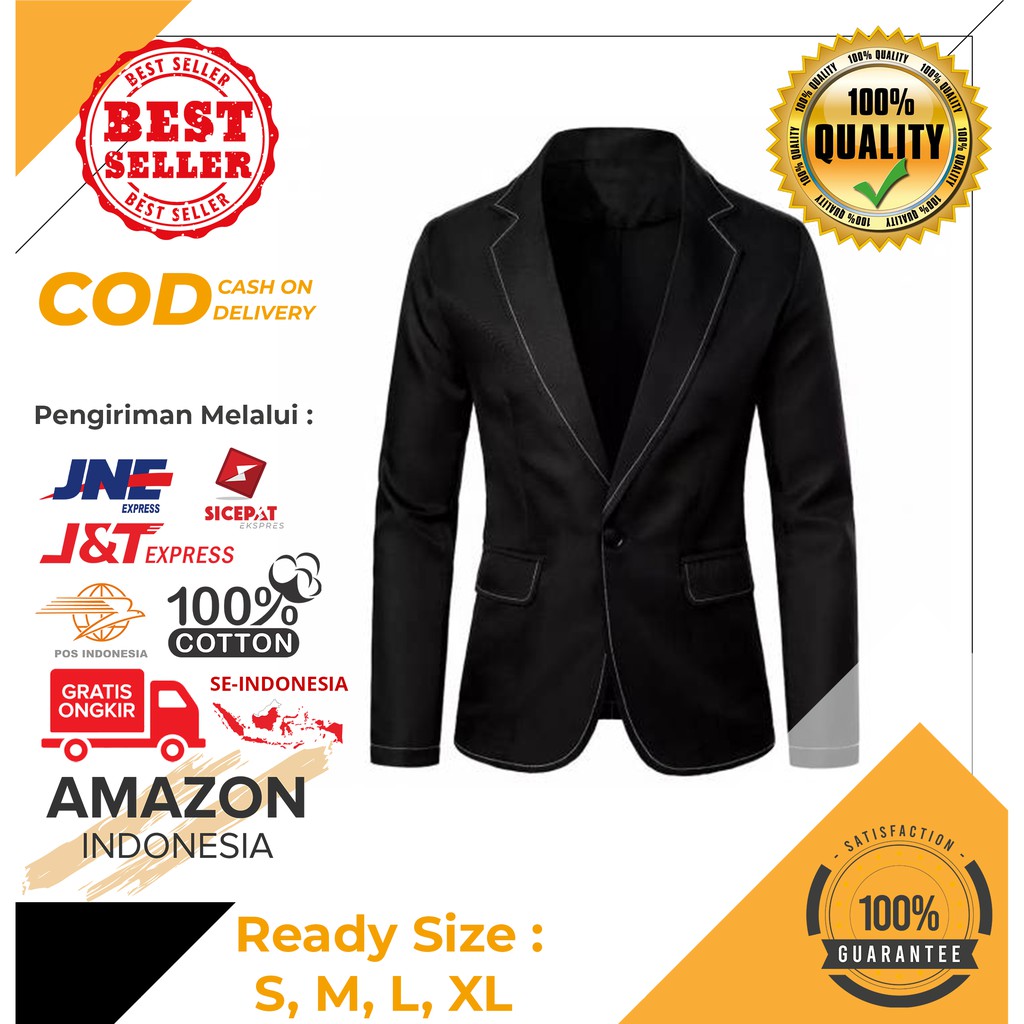 JAS BLAZER BLAZZER WARNA HITAM BAHAN KATUN SANMER TEBAL PREMIUM KUALITAS IMPORT 2 SAKU BUSA PUNDAK