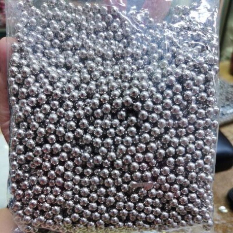 MUTIARA TINDIK WARNA SILVER PERAK CHROME UKURAN 6MM KUALITAS AA PER BUMGKUS BESAR