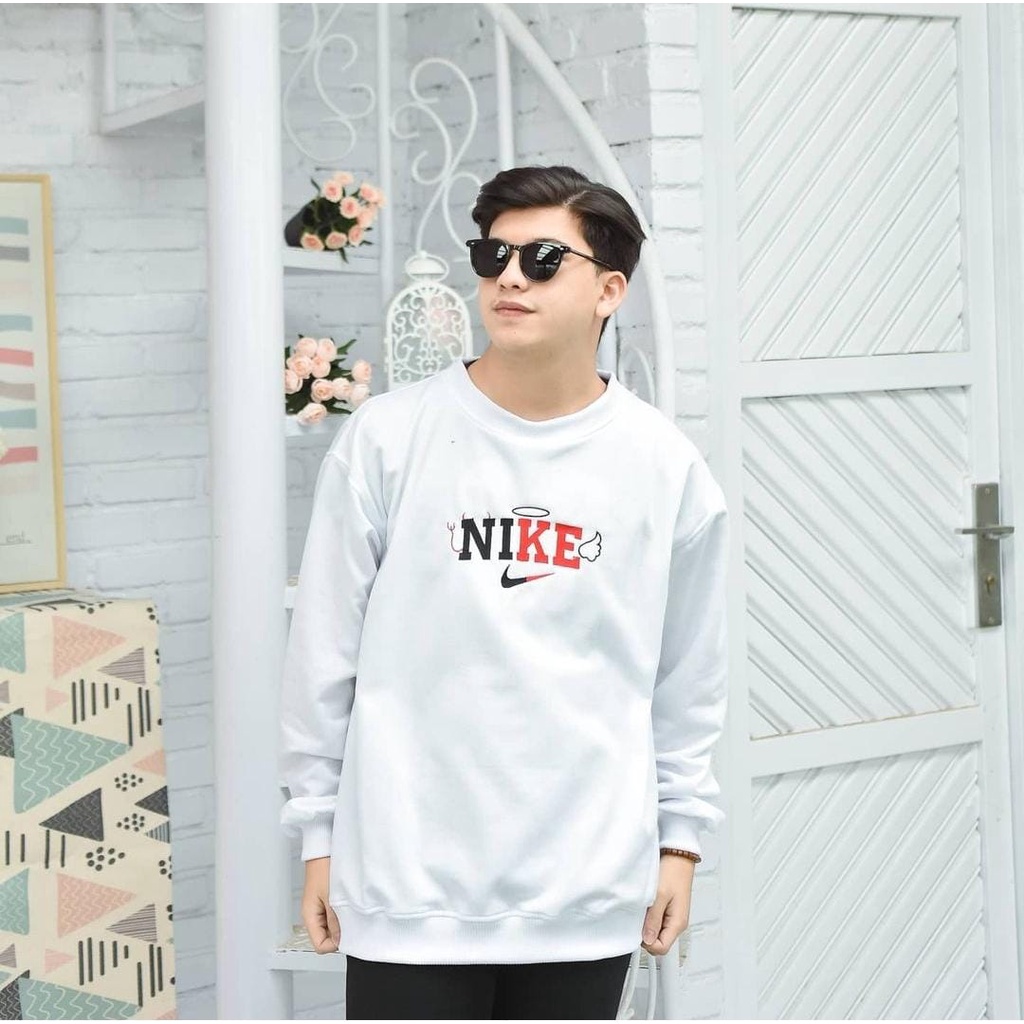 ANGEL DEVIL NIKE VINTAGE SWEATER OBLONG CREWNECK UNISEX FLEECE / SWEATER PRIA / SWEATER WANITA