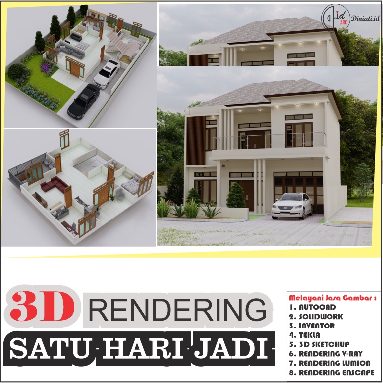 PROMO DESAIN 3D, DESAIN RUMAH, 3D RENDERING Gambar Rumah (BEBAS REQUEST)