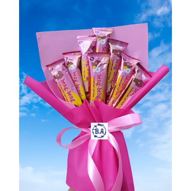 

BUKET PINK CANTIK BENG BENG/Anniversary/bingkisan Snack Ulang Tahun/Ultah/Wisuda