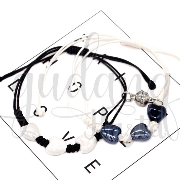 GEMEZZ Gelang BFF Couple Set ISI 2 Stone Heart Bangle Motif Hati GG 205366