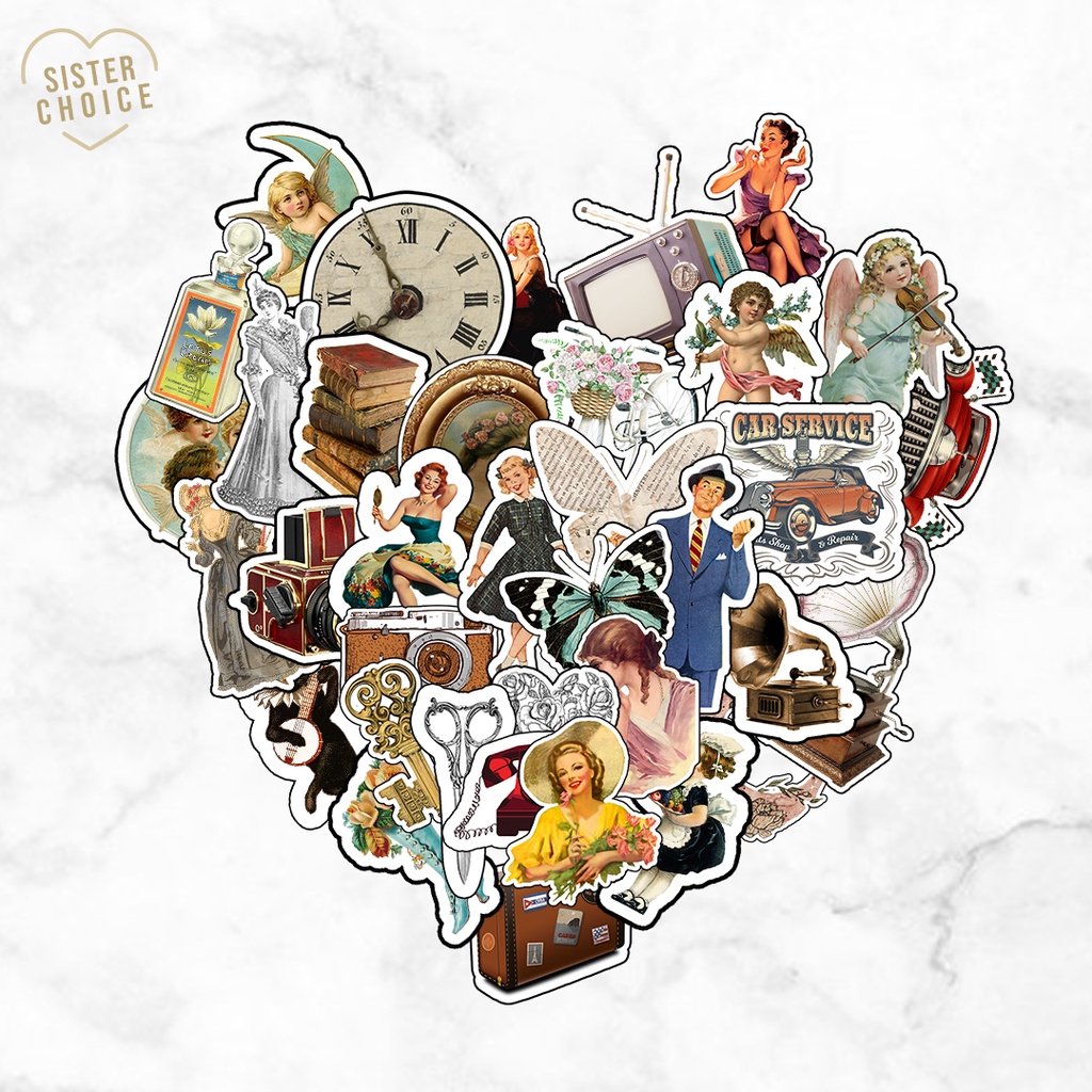 

Sticker Vintage Retro / Stiker Aesthetic | Sticker Estetik Jurnal Scrapbook Tumbler HP Laptop DIY