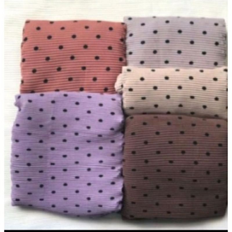 PASHMINA PLISKET POLKADOT CERUTY PREMIUM (Lipatan kecil)