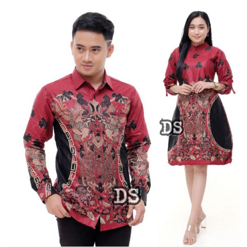 SERAGAM Couple Atasan Batik Kemeja Pria &amp; Tunik Wanita New. DEWASA, Kencana, JUMBO