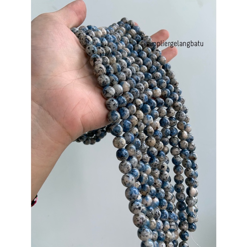 semi stone 10mm netstone putih biru akik bahan rangkai aksesoris lucu