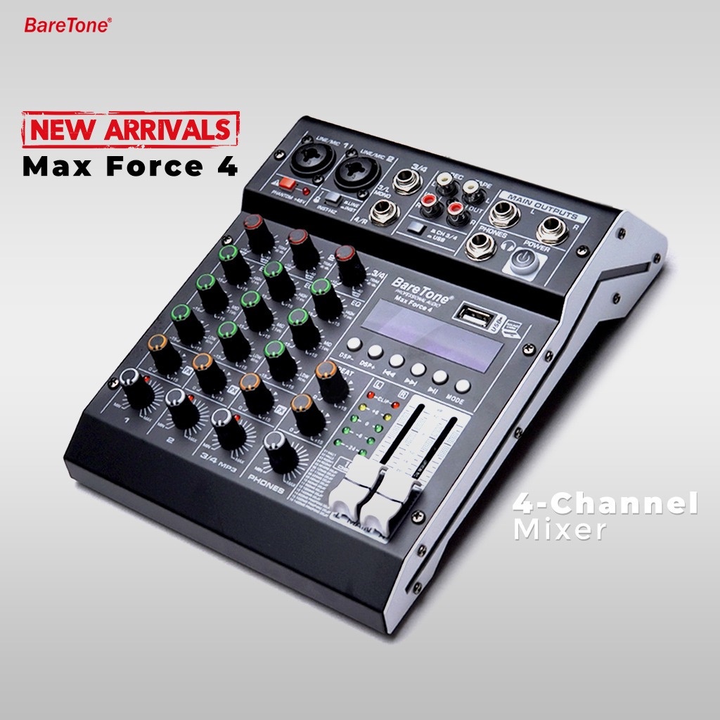 MIXER 4 CHANNEL BARETONE MAX FORCE 4 PROFESSIONAL MIXER