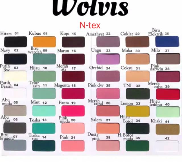 Kain Wolfis Polos Grade A harga per 0.5meter