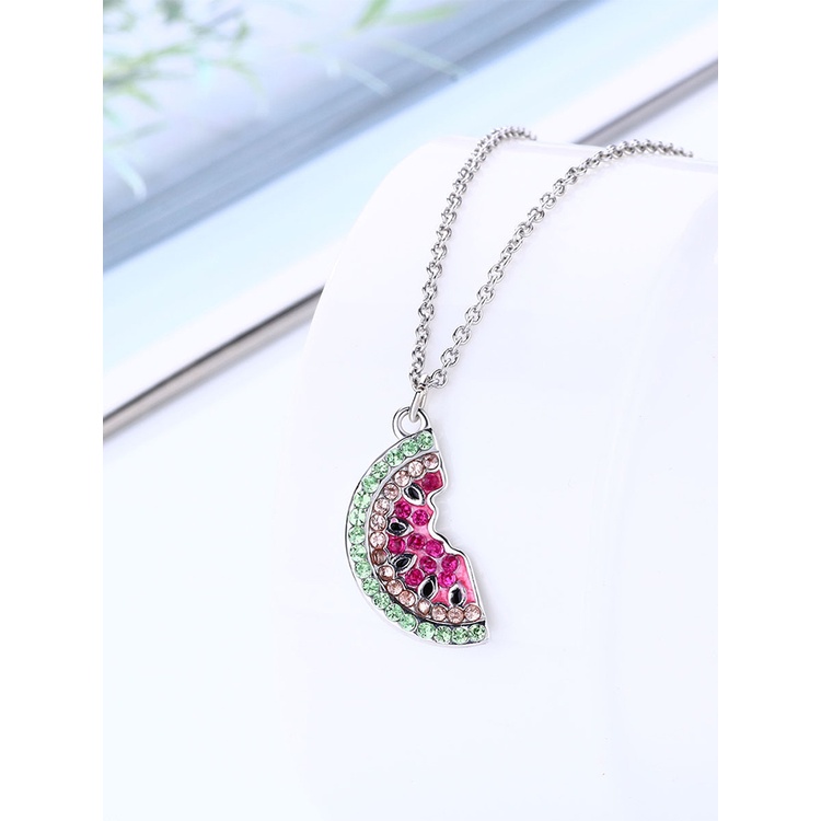 Kalung Choker Desain Buah Semangka Bahan Zirkon Untuk Musim Panas