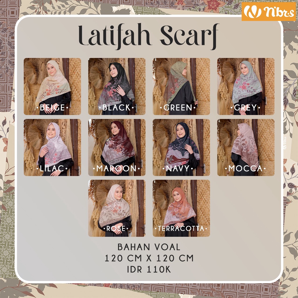 Hijab Segiempat Latifah Scarf Bahan Voal Nibras Hijab Murah Fashion Style