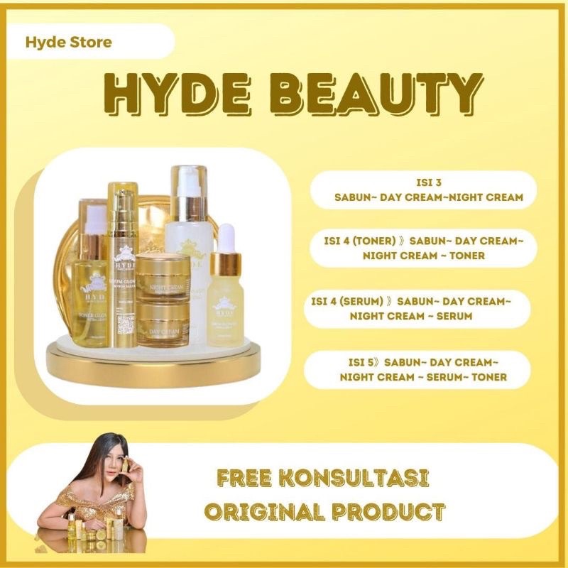 HYDE BEAUTY SKINCARE PAKET GLOWING PEMUTIH WAJAH PENGHILANG FLEK JERAWAT ORIGINAL BPOM HYDE SKINCARE ORIGINAL