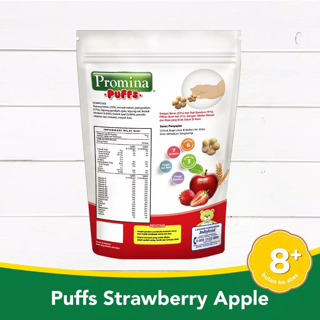 Promina Puffs Strawberry Apple 15gr