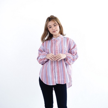 SIERRA CANDY STRIPE TUNIK WANITA MUSLIM | KEMEJA SIERRA POCKET