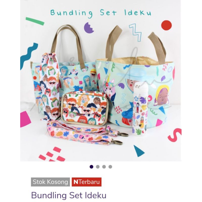 Bundling Set Ideku Handmade Idekuhandmade Tumbler Faces Mint Tote Bag Tas Sayur
