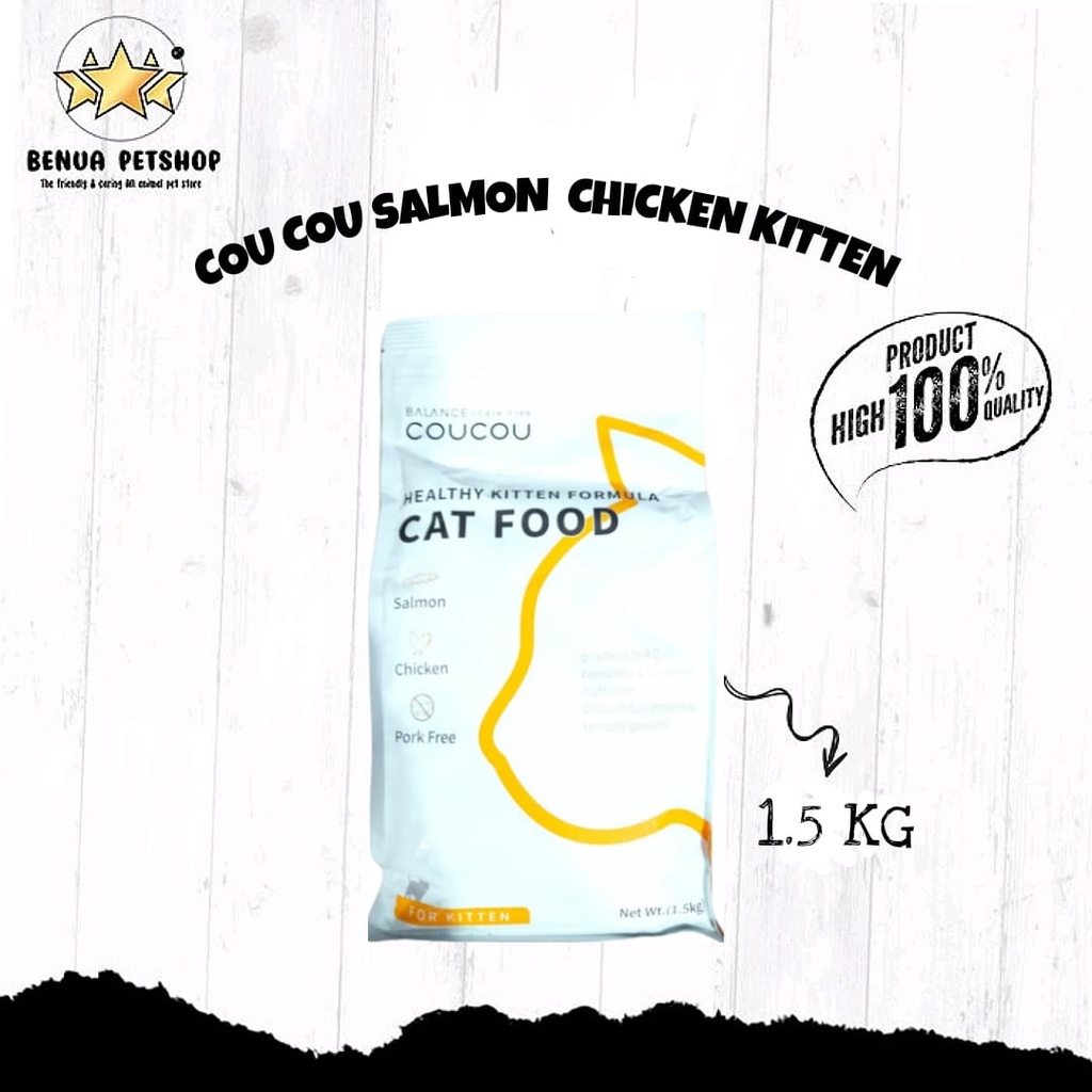 Makanan kucing kering CouCou Dry Food Cat Adult &amp; Kitten Freshpack 1.5kg