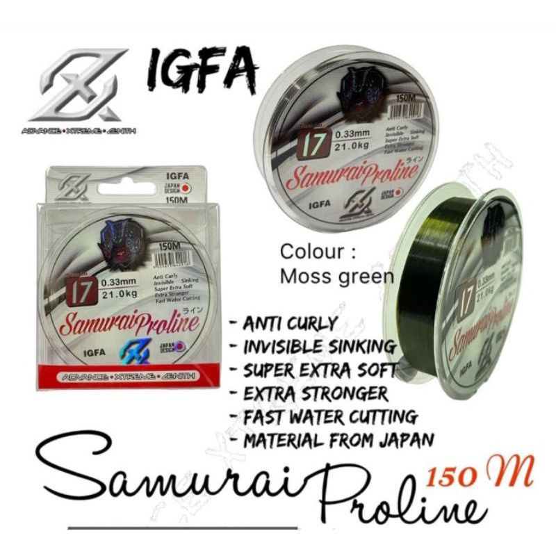 SENAR SAMURAI PROLINE MONO 150M CLEAR GREEN ANTI KERITING SENAR PANCING TERLARIS