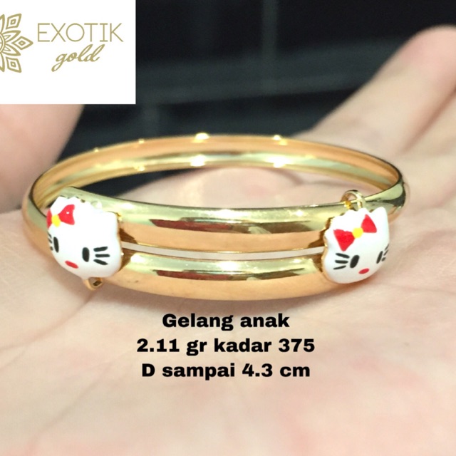 Gelang emas anak motif hello kitty kadar 375